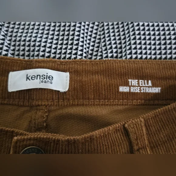 Kensie The Ella High Rise Brown Straight Corduroy Pants - Picture 2 of 4